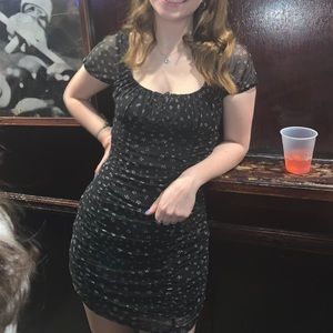 Ruched Mesh Floral Dress